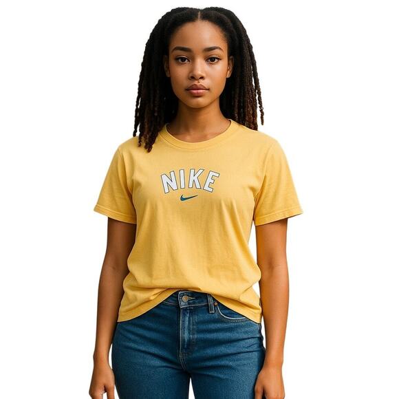 Nike Women’s Vintage 90s Y2K Cotton Yellow T Shirt size Large - Picture 1 of 6